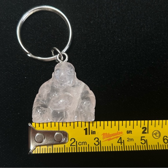 NWOT rose quartz Buddha keychain light pink crystal faith charm boho vintage y2k - Picture 7 of 7